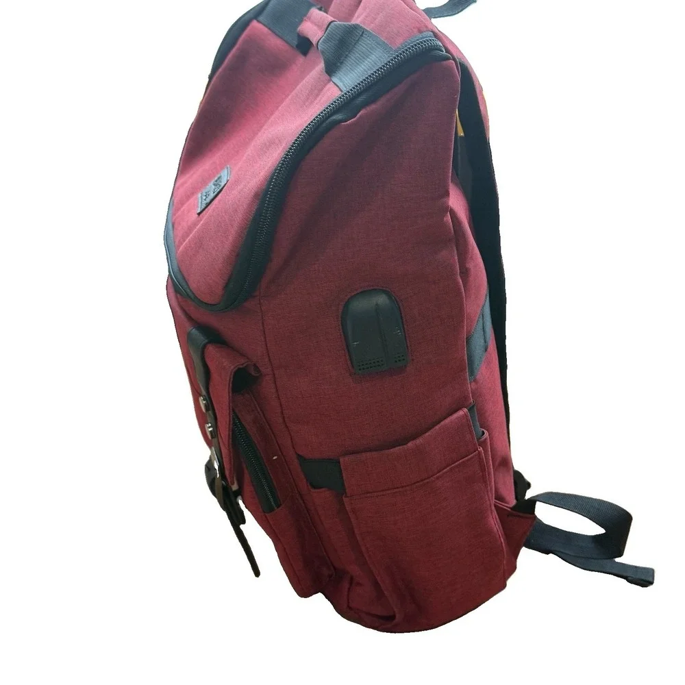 YALUNDISI Vintage Backpack Travel Laptop Backpack with USB Dark Red